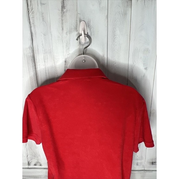 WOMENS BIRDWELL BEACH BRITCHES RED SOFT FRENCH TERRY SHORT SLEEVE POLO SHIRT L - Picture 9 of 13